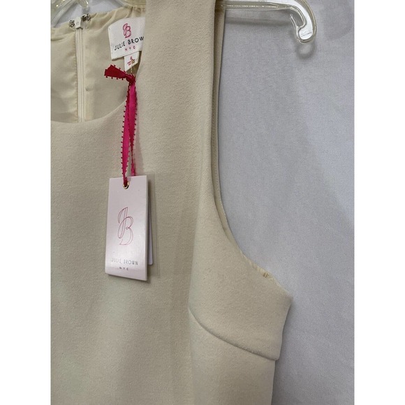 Julie Brown Women’s Sleeveless Faux Fur Trim Hem Cream Black Dress NEW Size 6 - Picture 10 of 12